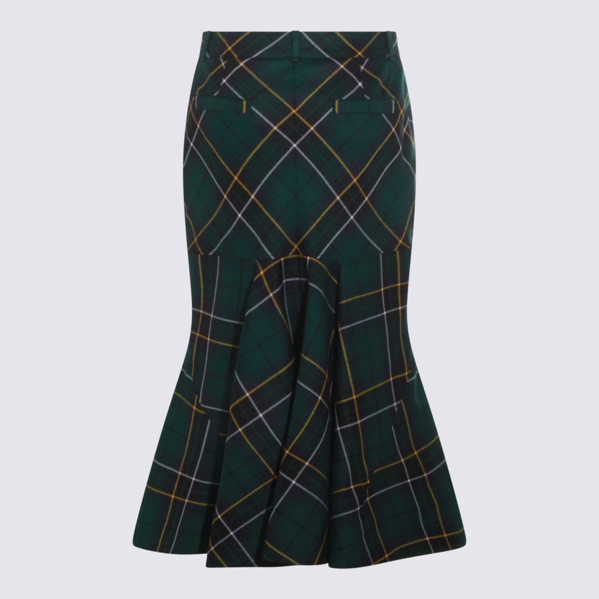 Alexander Mcqueen Wool Tartan Flared Skirt With Belt Loops In Multi
