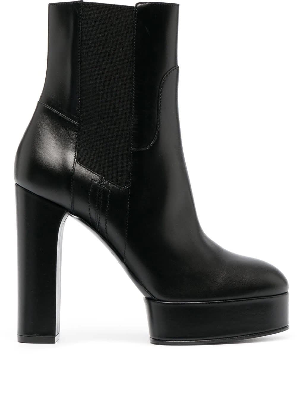 CASADEI BLACK BETTY LEATHER PLATFORM ANKLE BOOTS