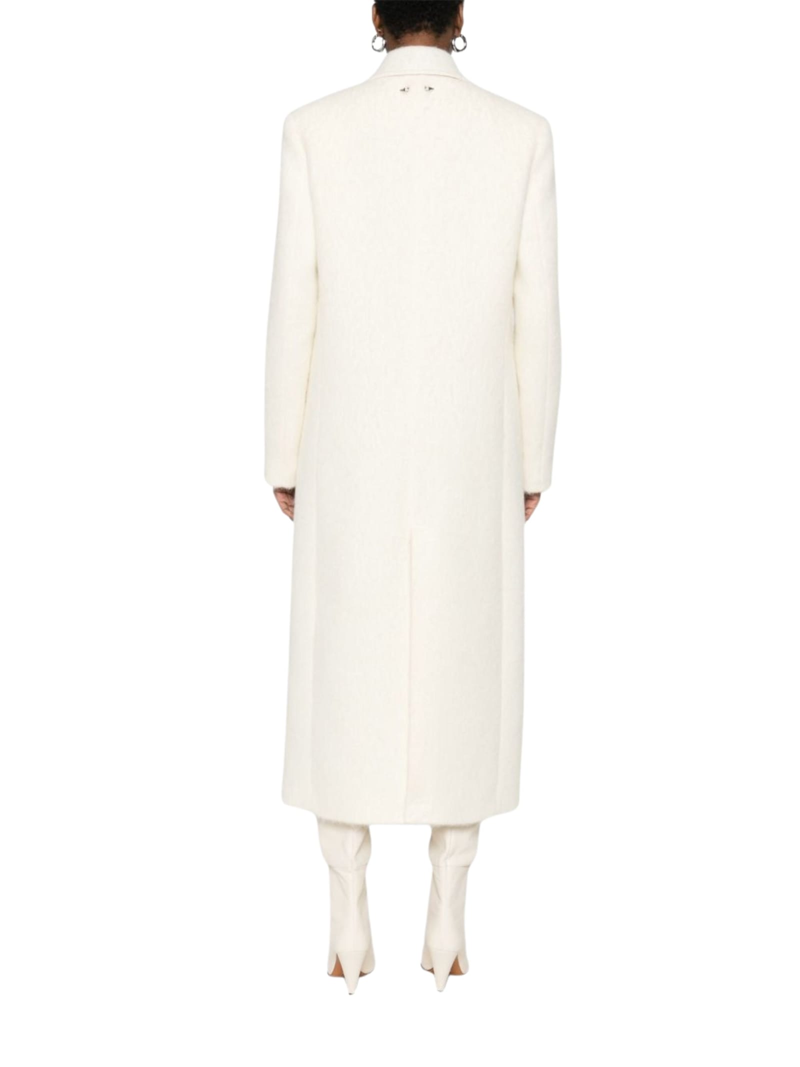 Patrizia Pepe Long Coat With Revers Collar In Neutral