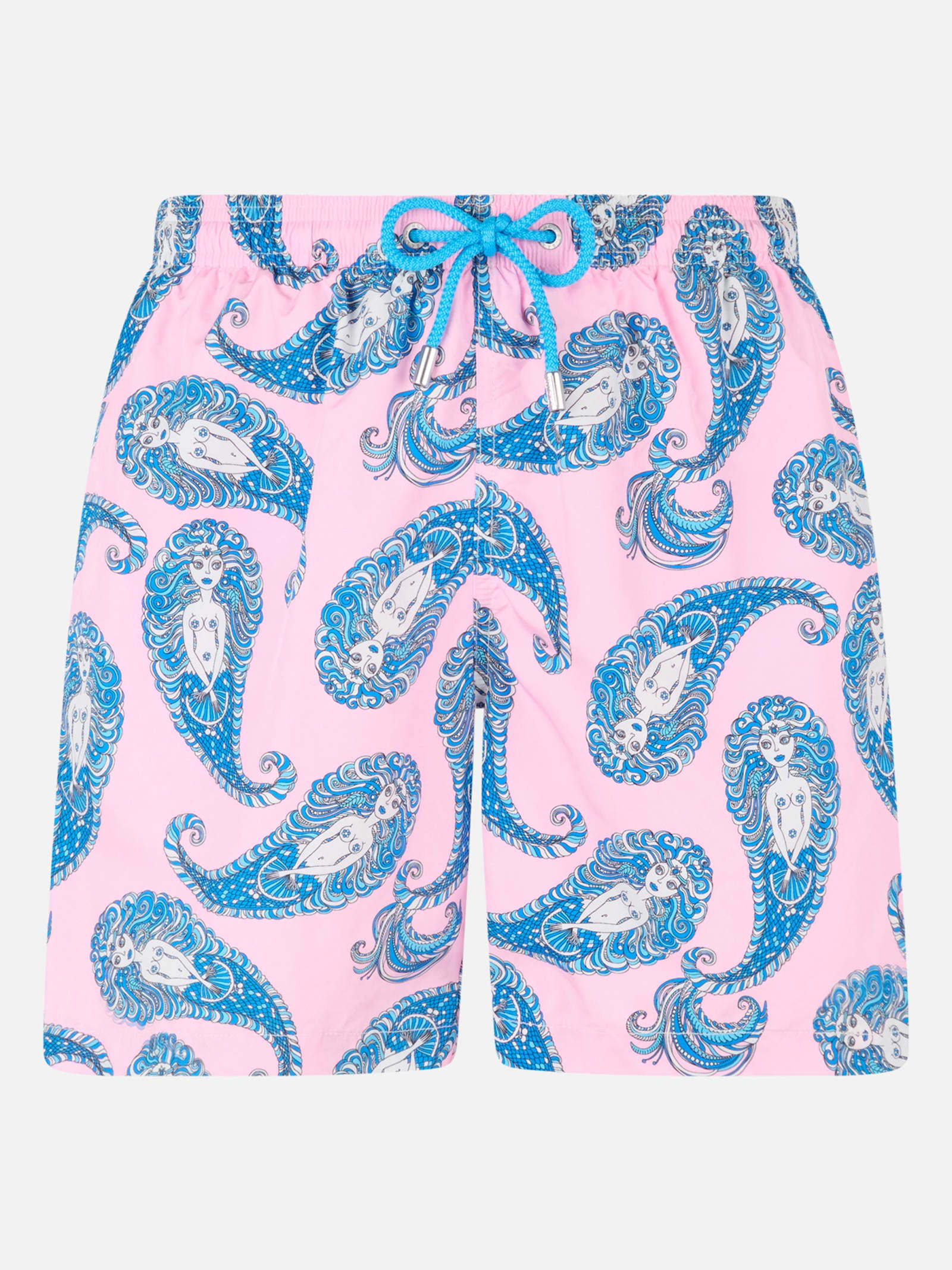 Shop Mc2 Saint Barth Man Lightweight Fabric Swim-shorts Lighting With Paisley Print In Pink