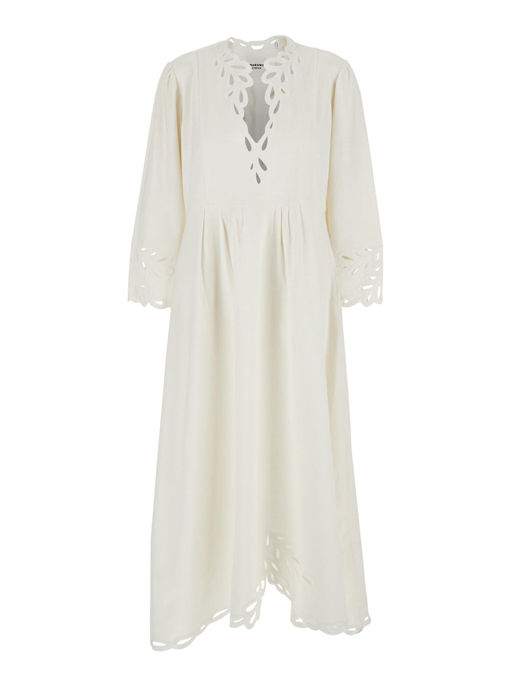 Marant Étoile tianny White Flared Dress With V Neck And Scallop Hem In Cotton Woman