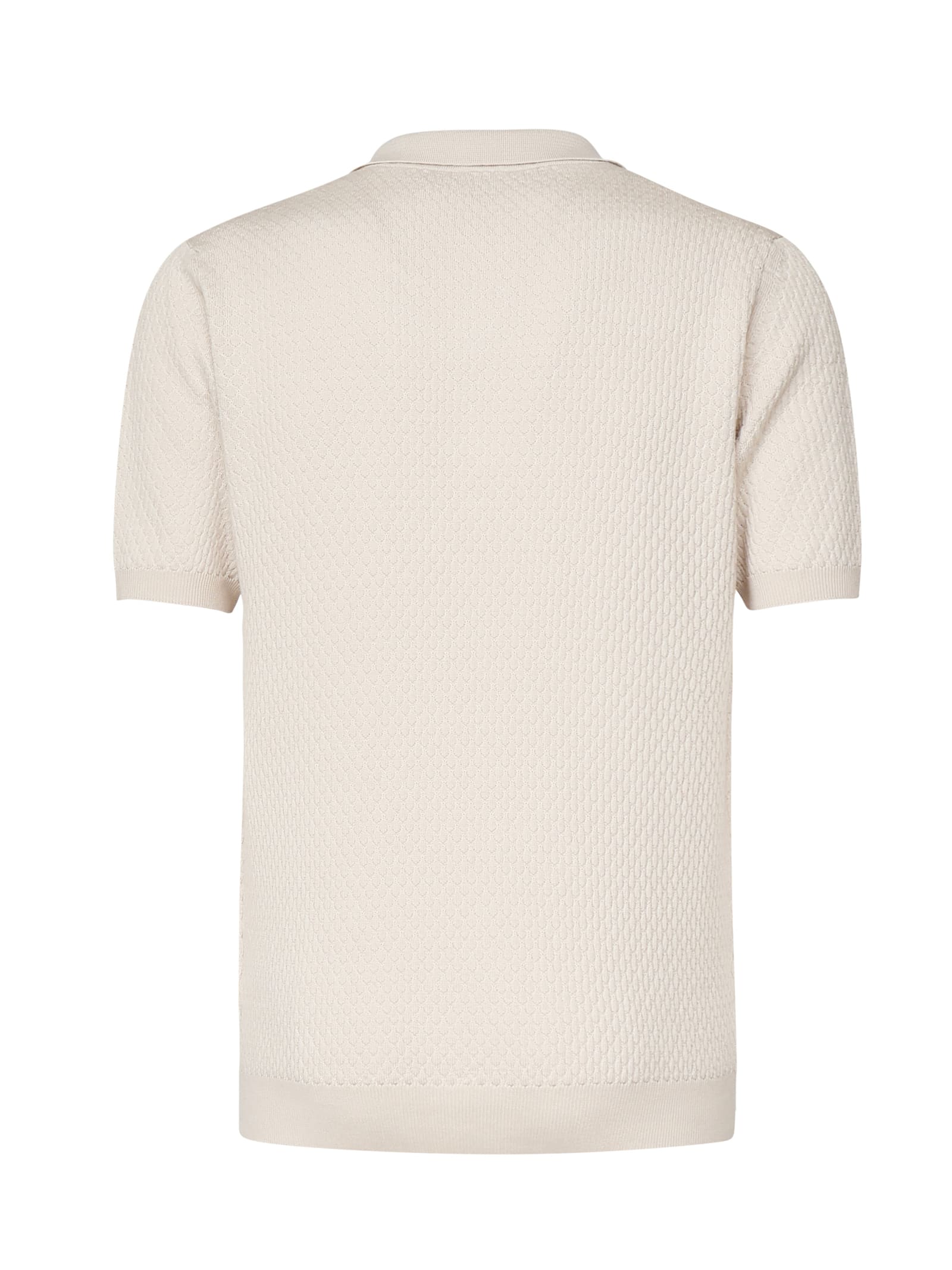 Eleventy Zip Collar Polo Textured Fabric In Sabbia