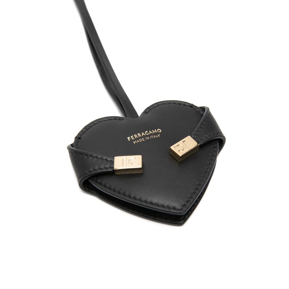 Ferragamo Charm Cuore Mirror Bag Charm In Black