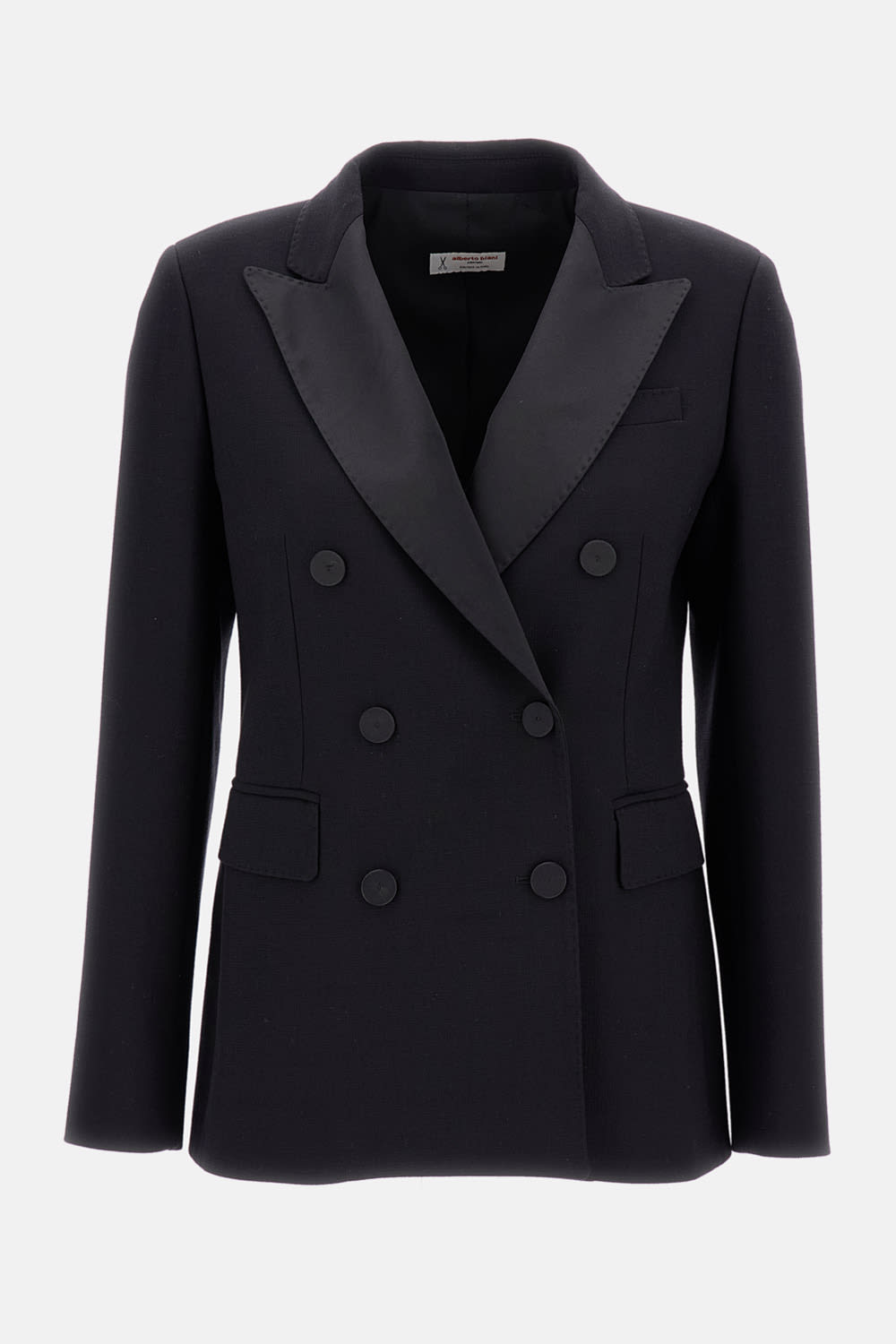 Alberto Biani Double-breasted Smoking Blazer In Black