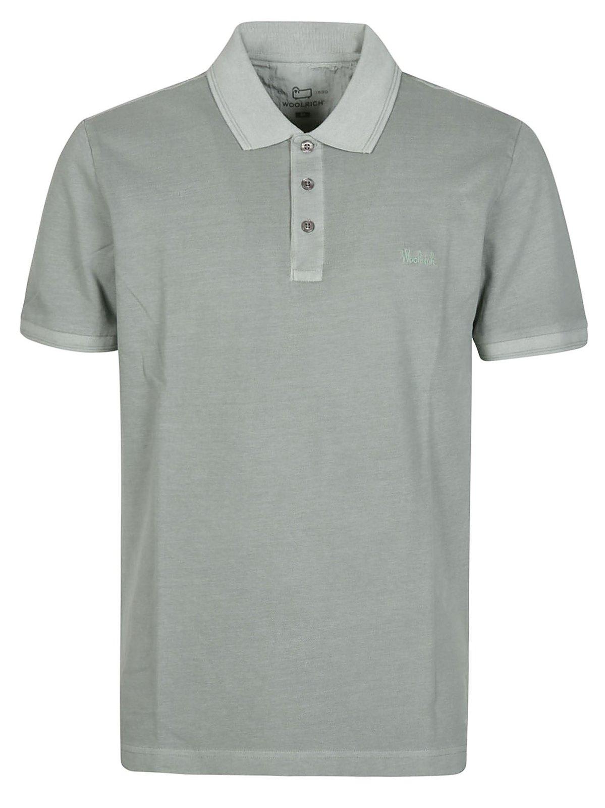 Woolrich Mackinack Logo Embroidered Polo Shirt In Sage