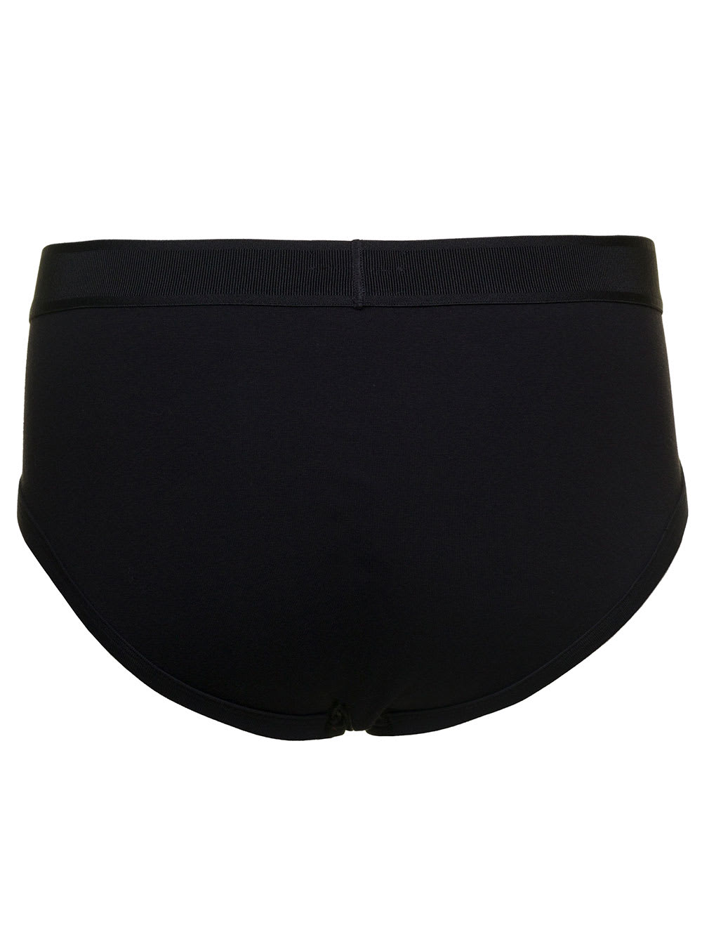 Shop Tom Ford Black Briefs With Logged Waistband In Cotton Stretch Man