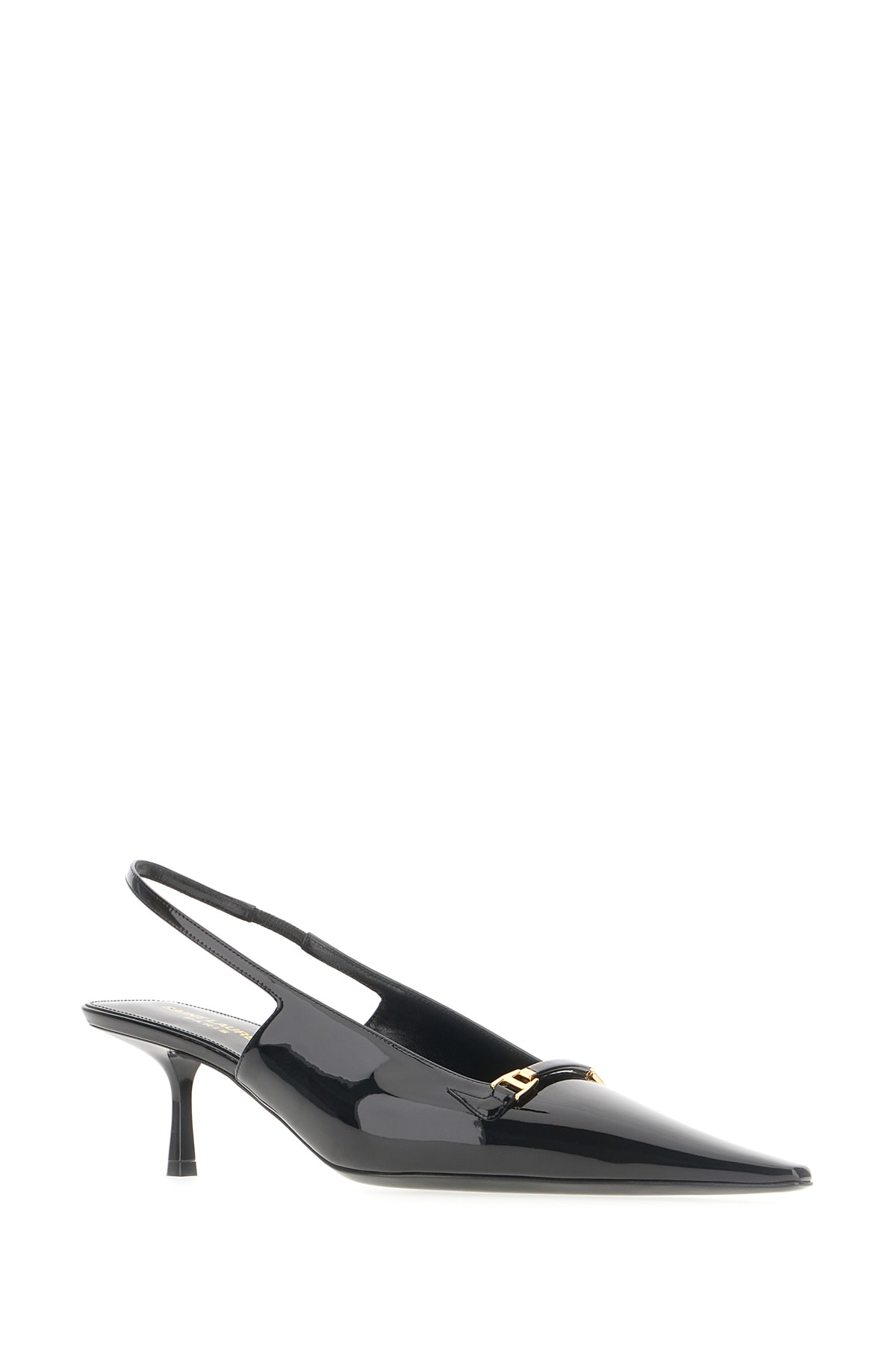 Shop Saint Laurent Black Leather Carine Slingback In Nero