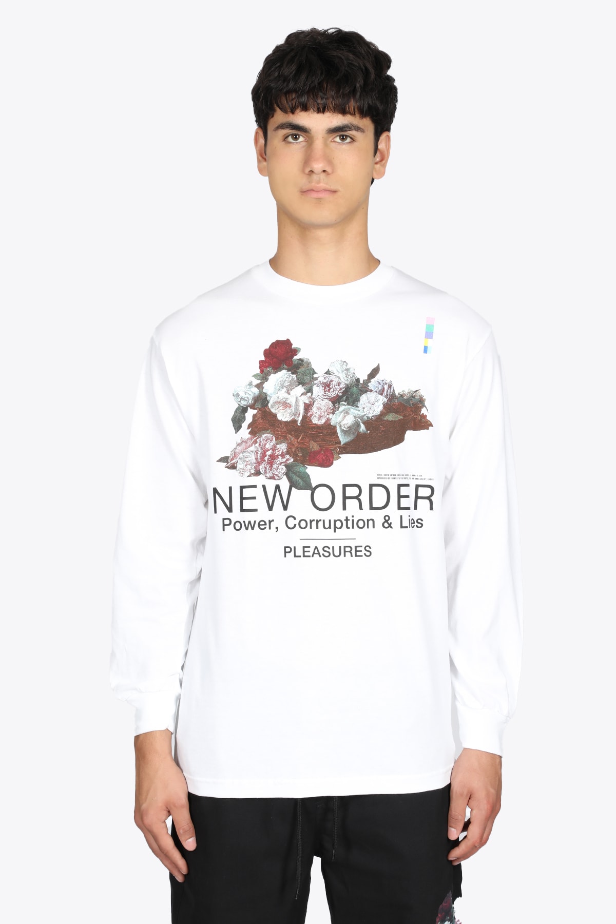 Pleasures Power Long Sleevet-shirt White cotton long sleeves t-shirt with album cover flowers print