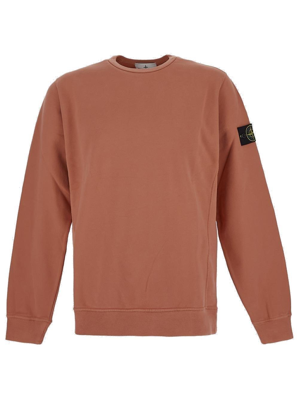 Shop Stone Island Compass-patch Crewneck Sweatshirt In Arancio