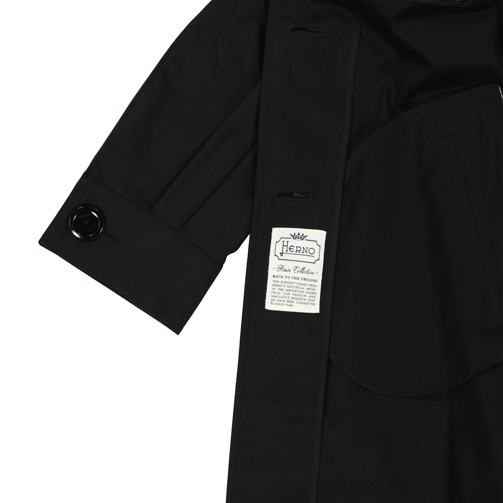 Herno Black Cotton Parka With Curved Hem In Black