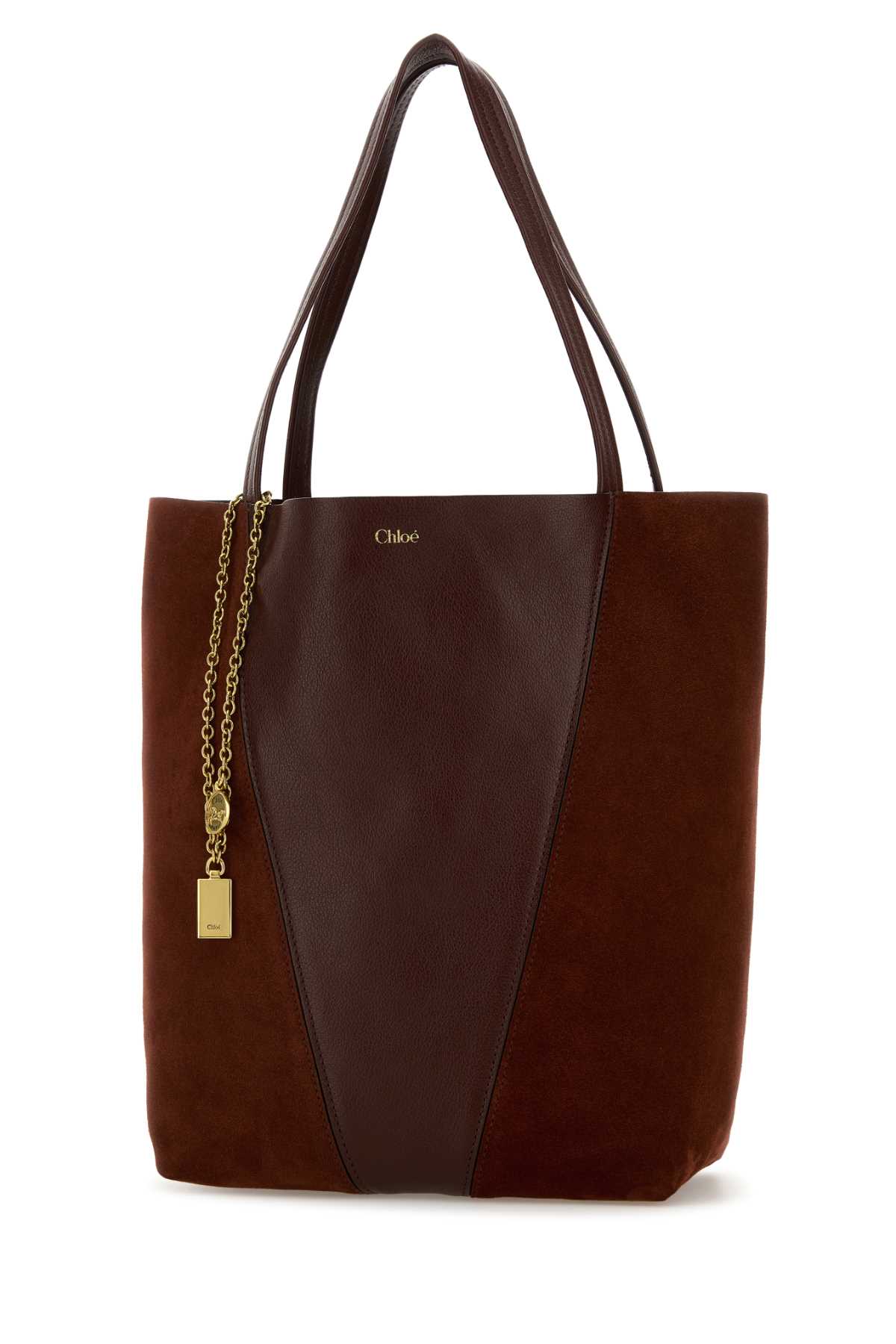 Chloé Bordeaux Leather And Suede Chloã¨ Spin Shopping Bag