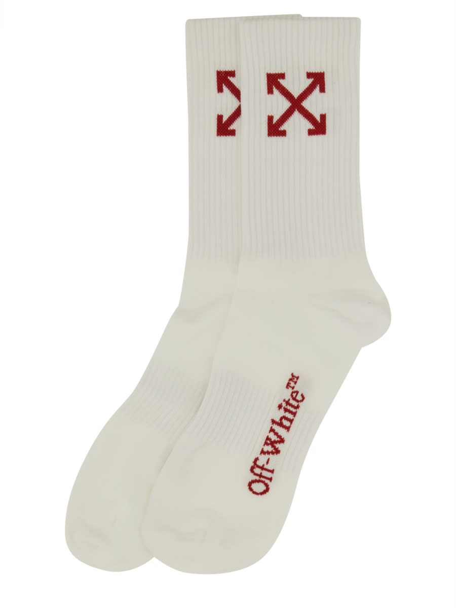 Off-white Medium Socks With Arrow Pattern In White