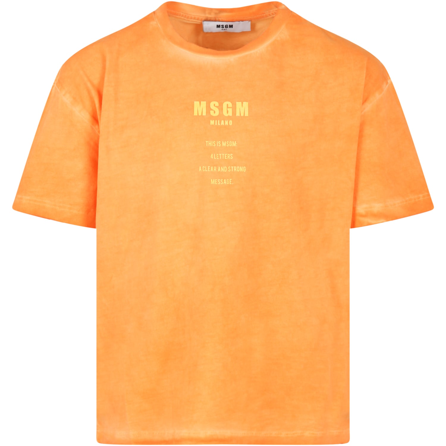 Msgm Orange T-shirt For Kids With White Logo