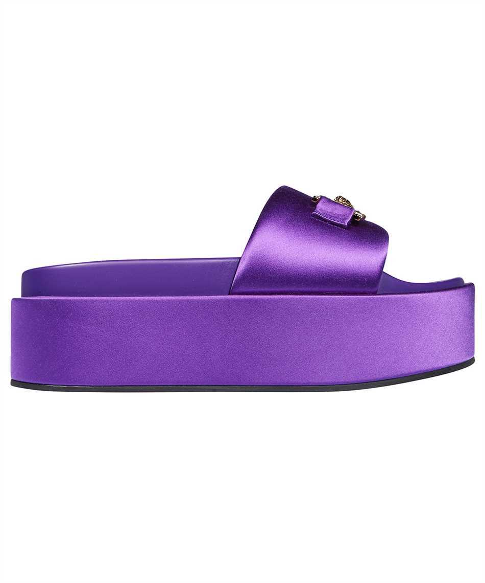 Versace Plateau-pantoletten Medusa Biggie Aus Satin In Purple
