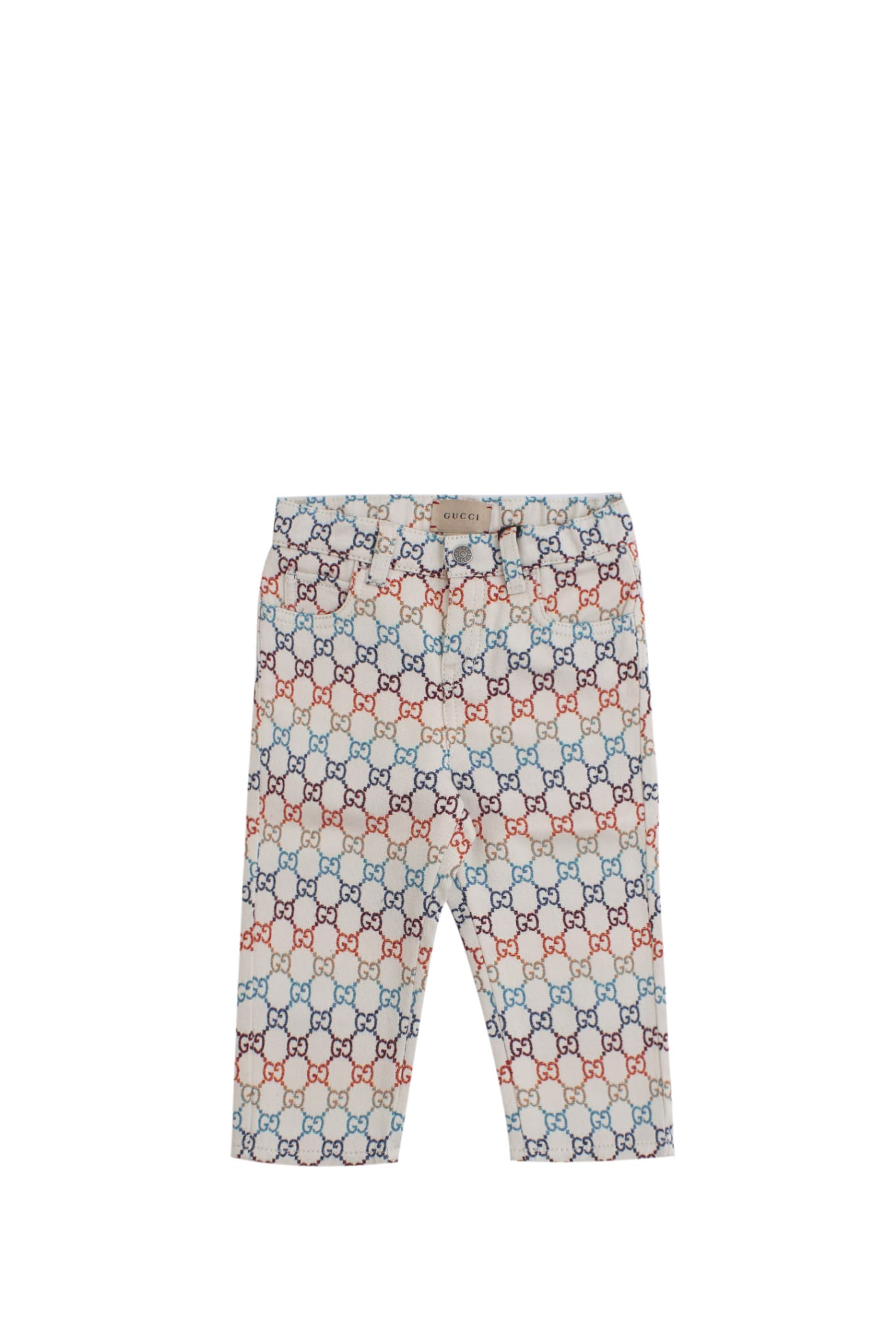 Gucci Babies' Gg Cotton Jacquard Trousers In Multicolor