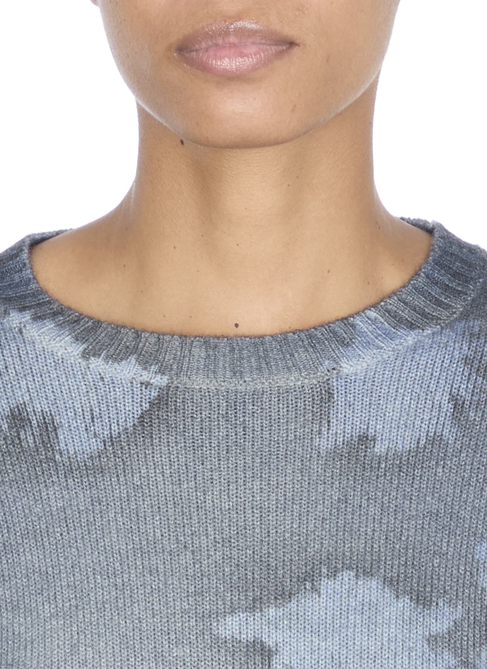 Avant Toi Cashmere Sweater With Unique Blue Pattern In Blue