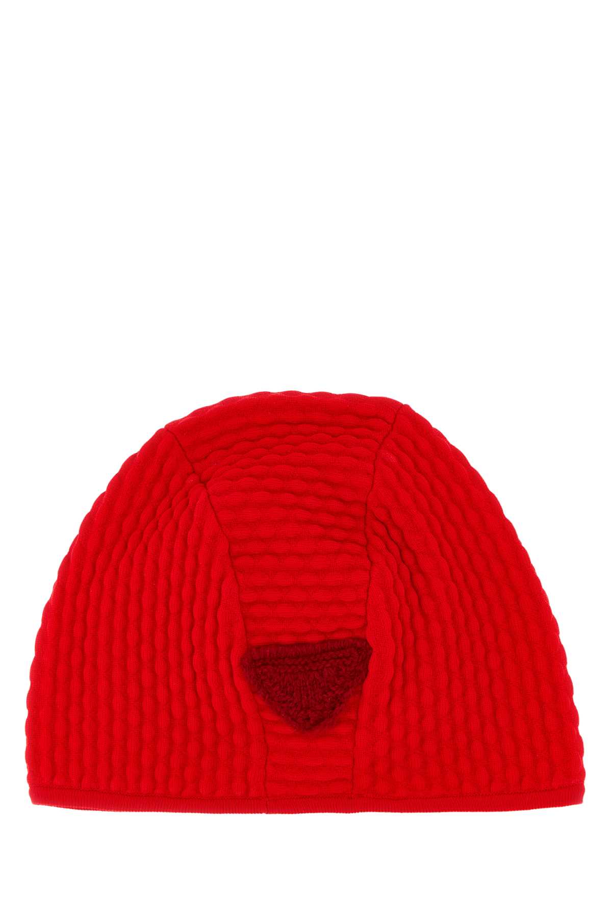 Shop Prada Red Stretch Nylon Blend Beanie In Rosso