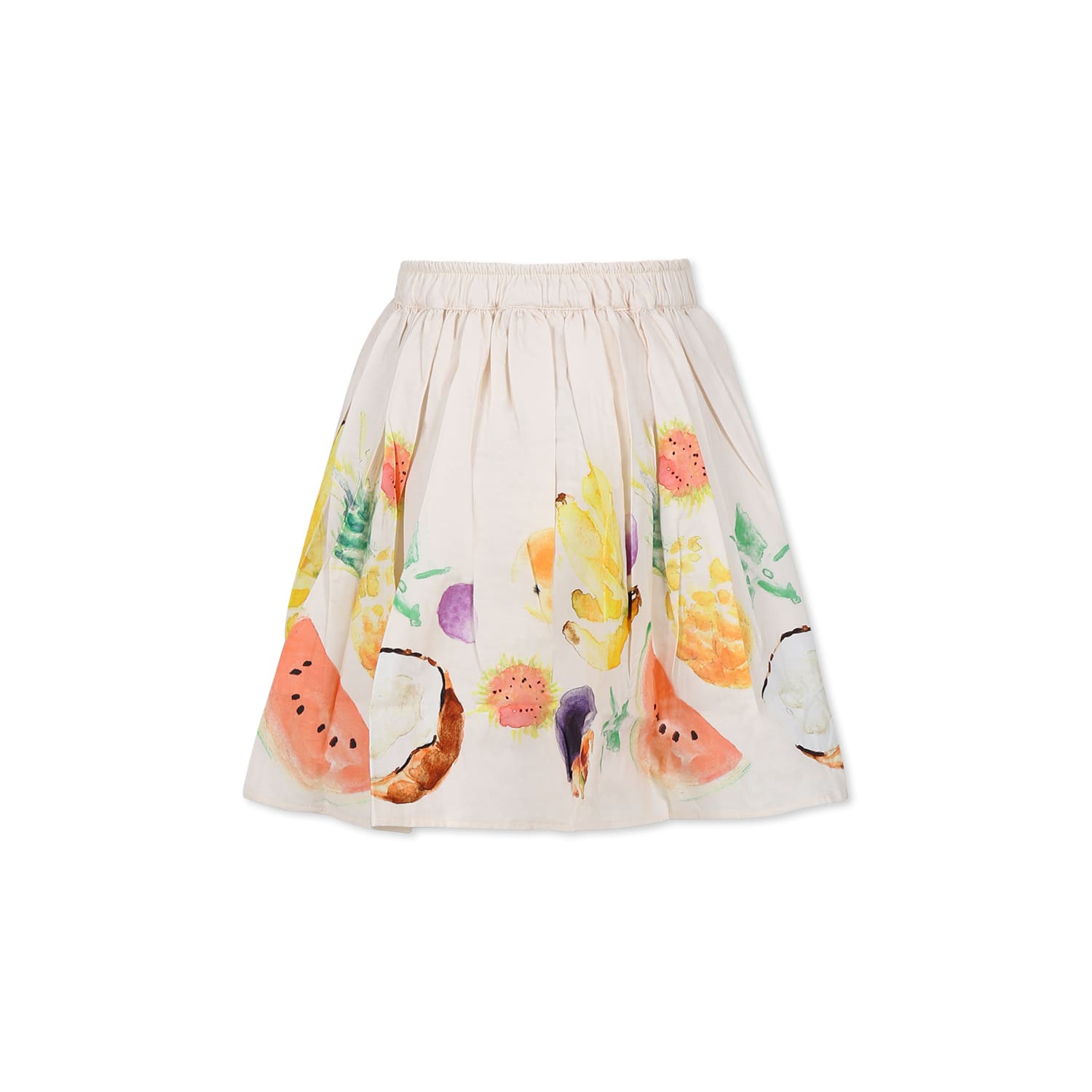 Molo Beige Skirt For Girl With Fruits In Beige