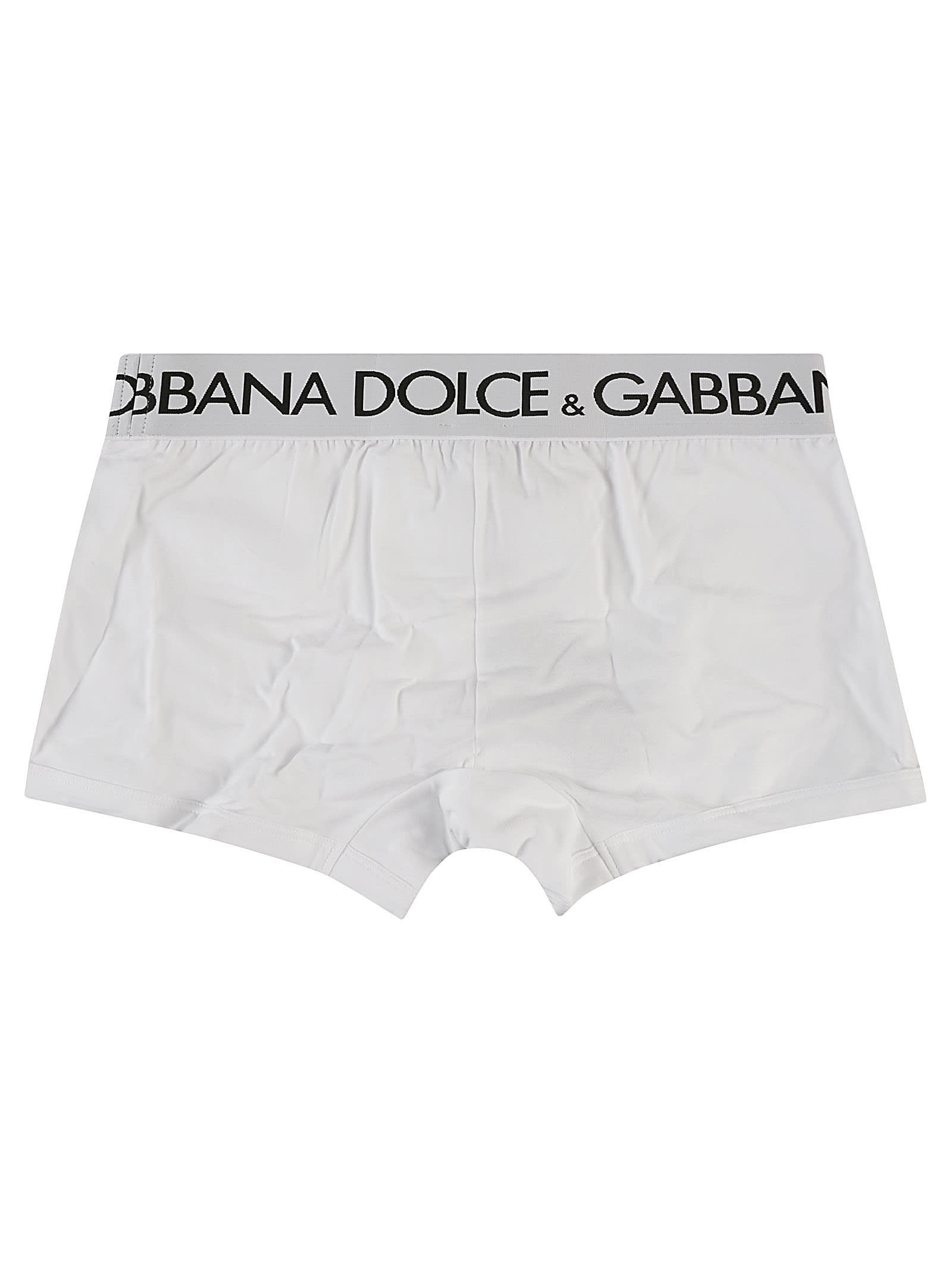 Shop Dolce & Gabbana Waist Logo Boxer Briefs In Optic White