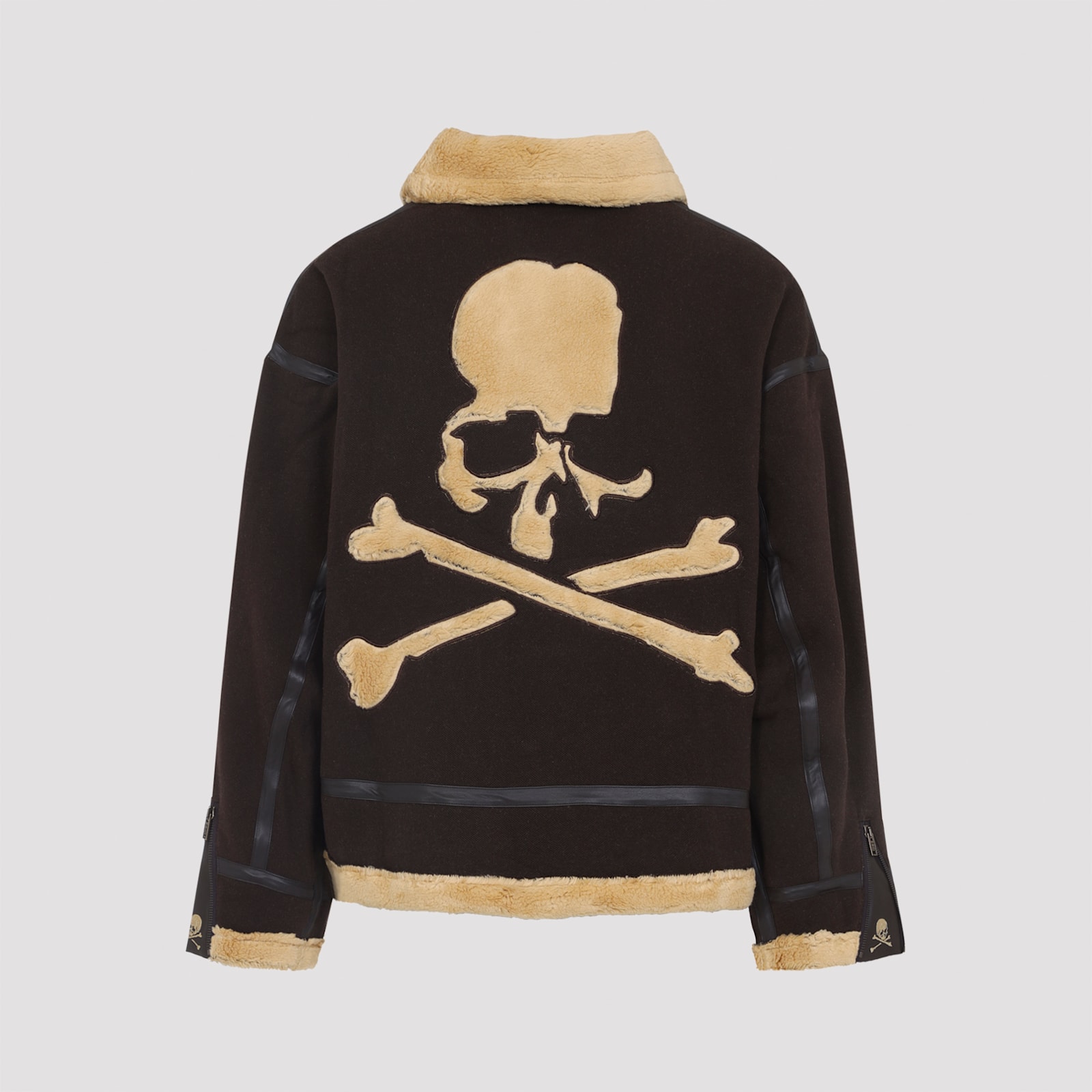 Mastermind Japan Brown Cotton Mutton Jacket With Embroidered Skull Detail In Brown