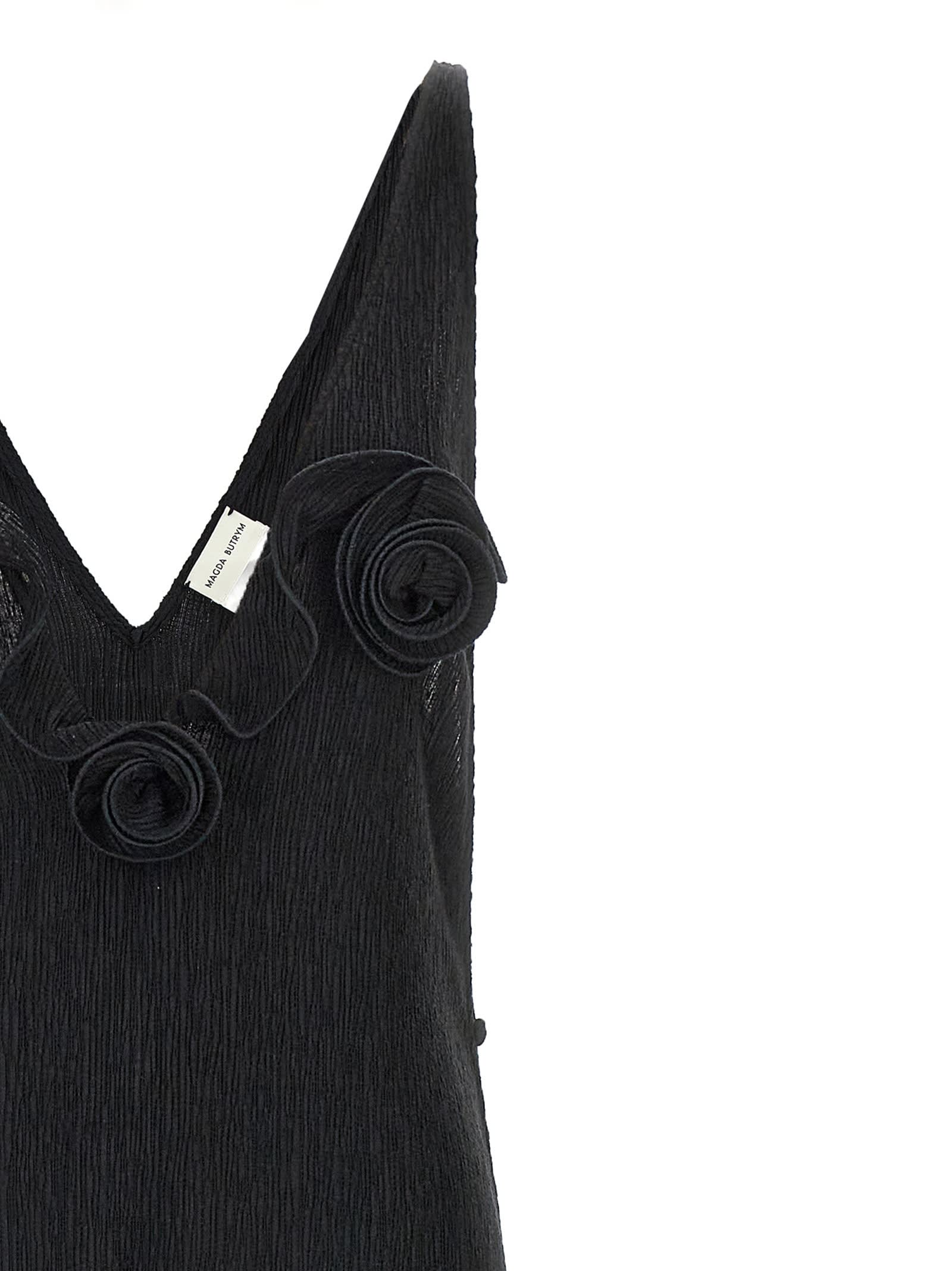 Magda Butrym Black Stretch Lyocell Blend Dress In Black