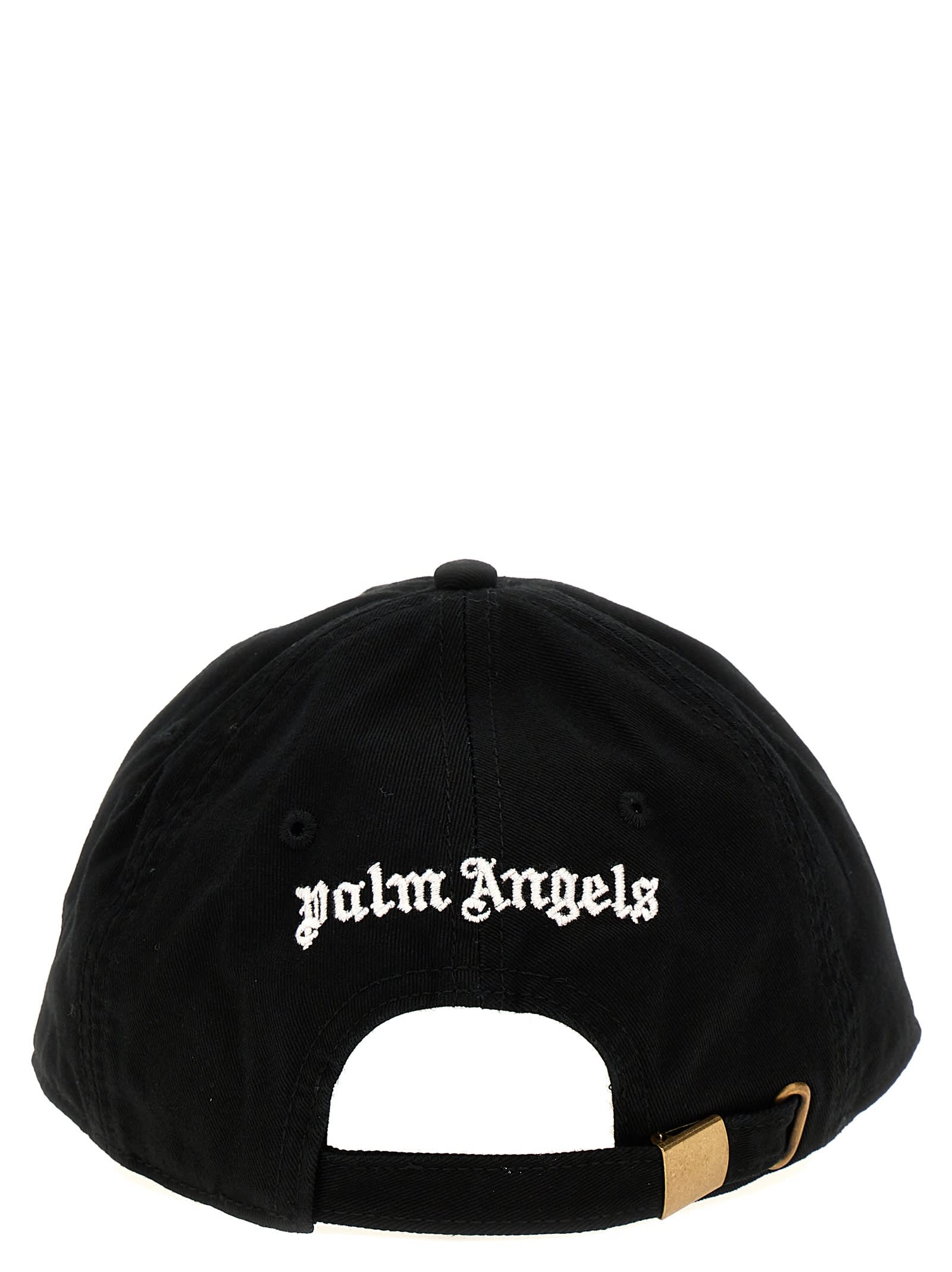 Shop Palm Angels Monogram Cap In White/black