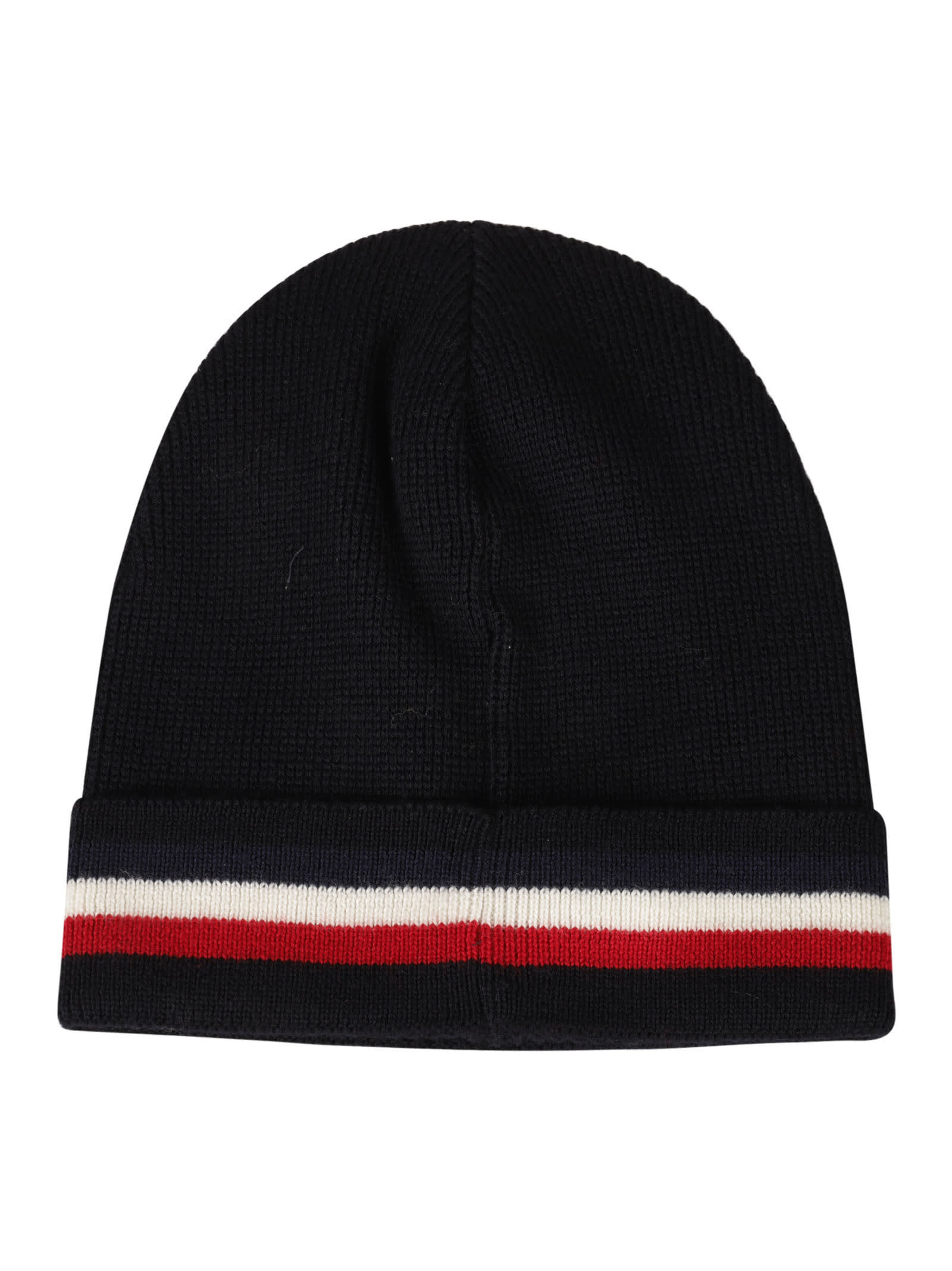 Shop Moncler Stripe Logo Patch Beanie