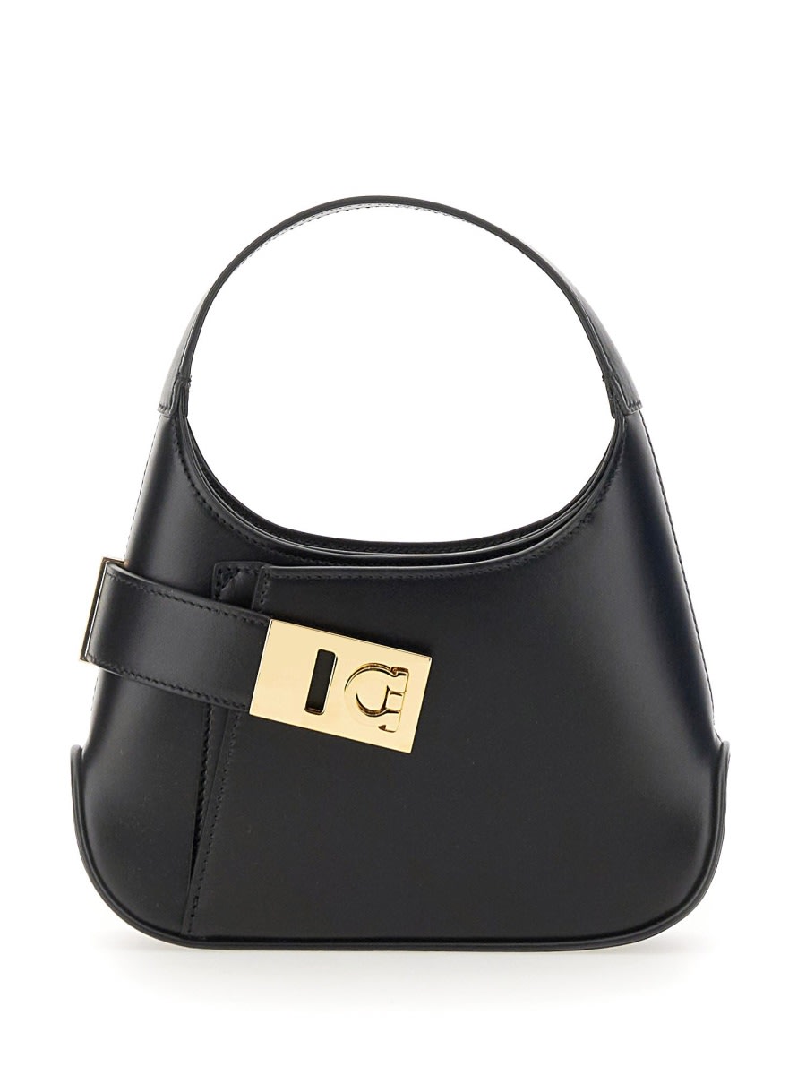 Shop Ferragamo Mini Bag Hobo In Black