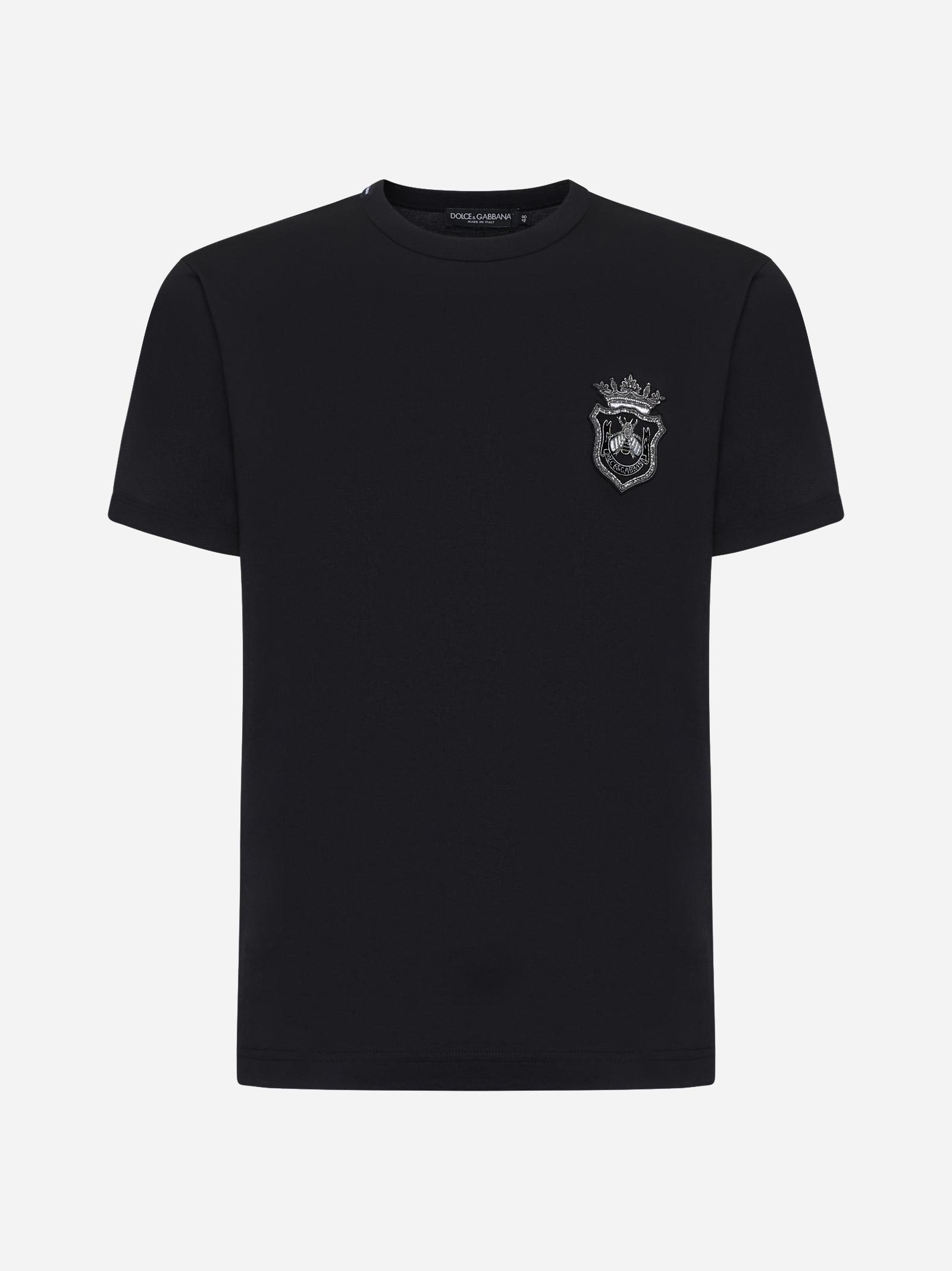 Black Cotton Heraldic Patch T-shirt