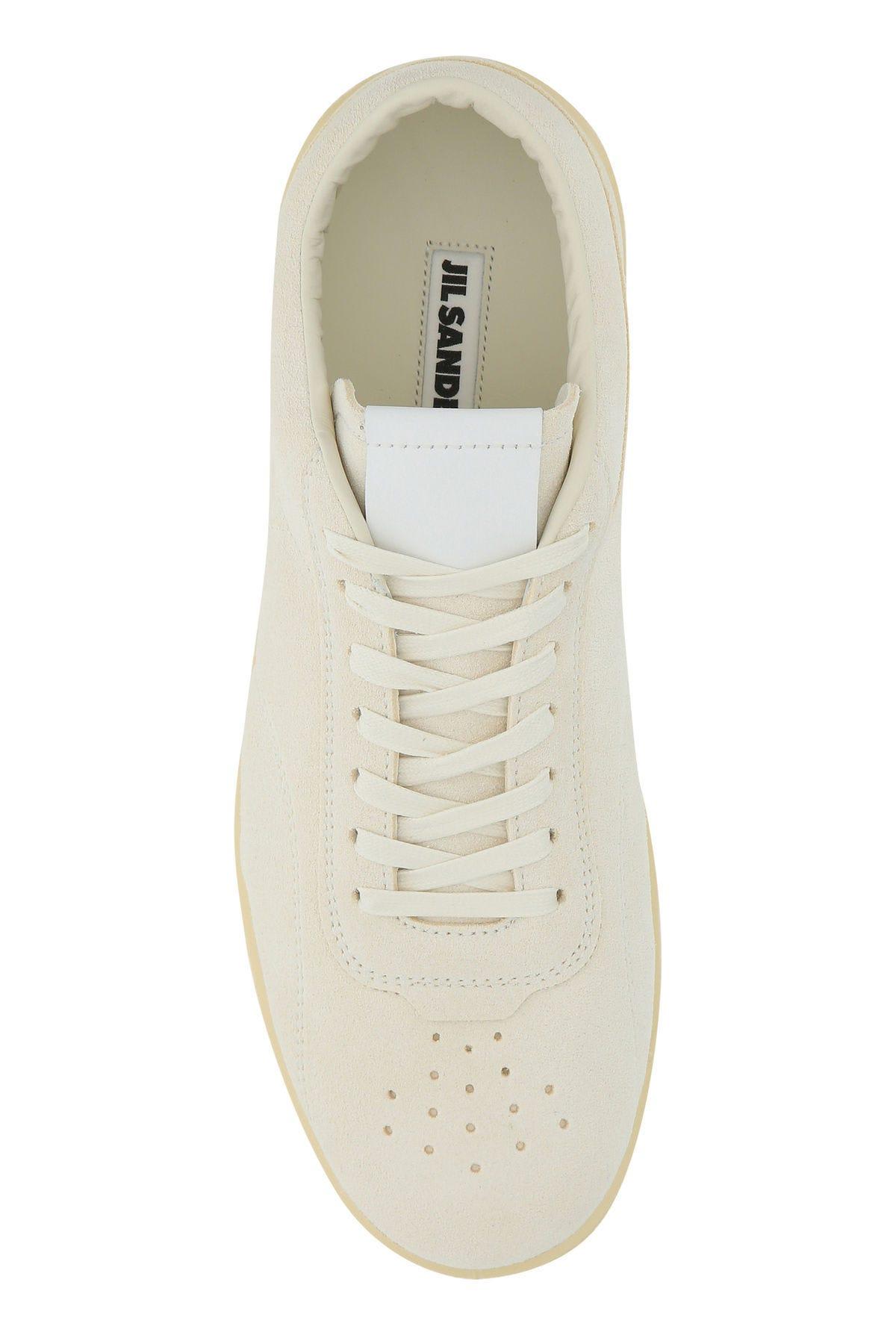 Shop Jil Sander Ivory Suede Sneakers In Bianco