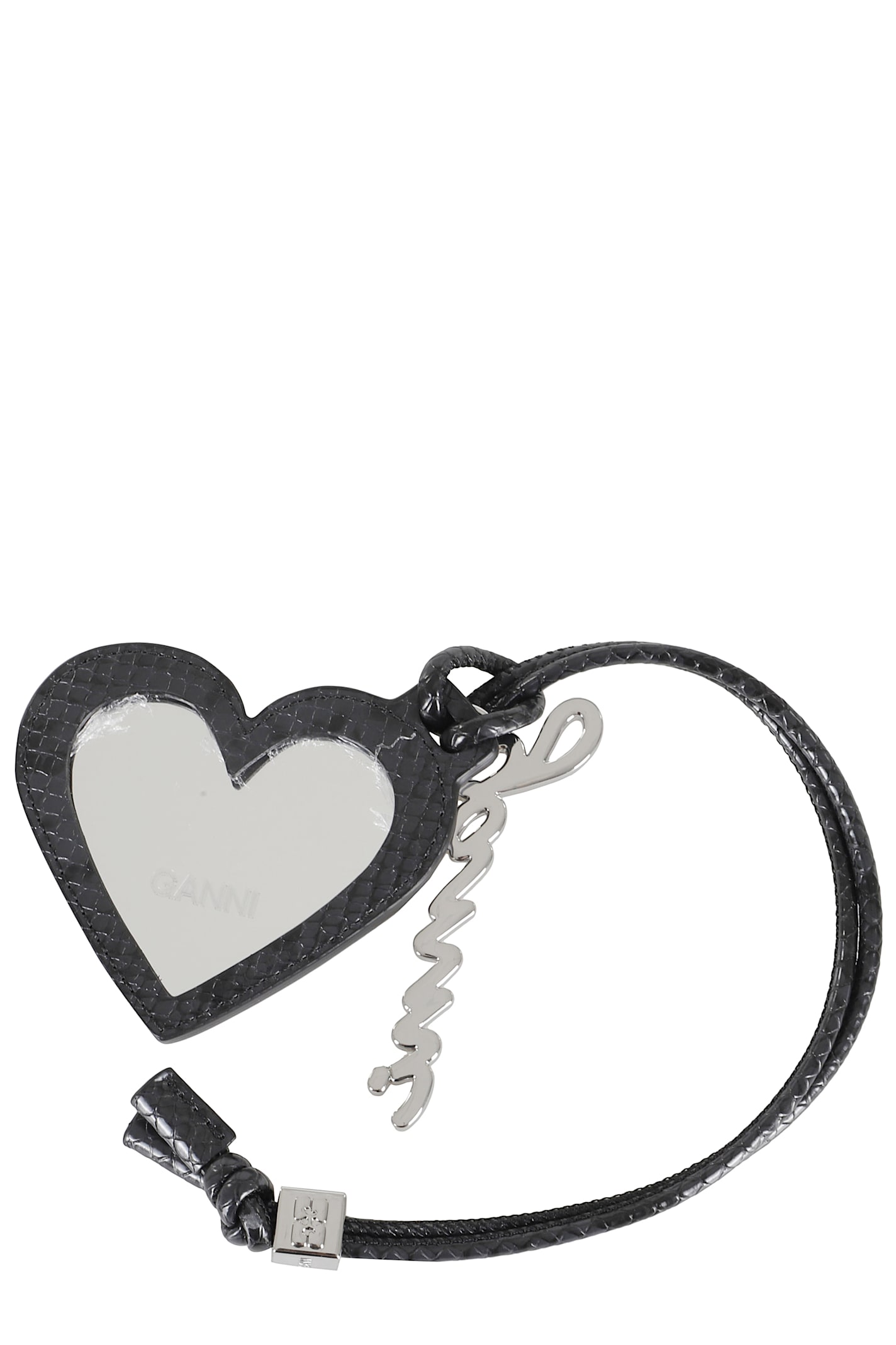 Ganni Bou Heart Mirror Keyring In Black