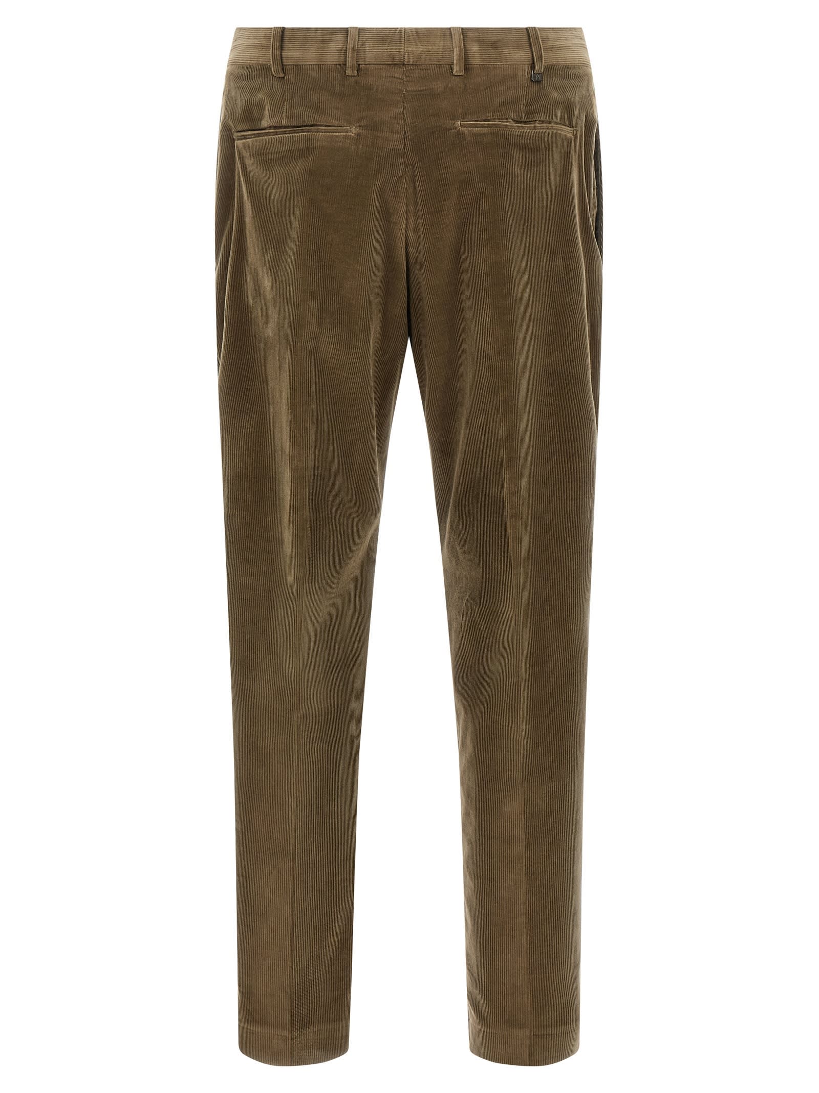 Pt Torino Cappuccino Stretch Corduroy Pant In Green