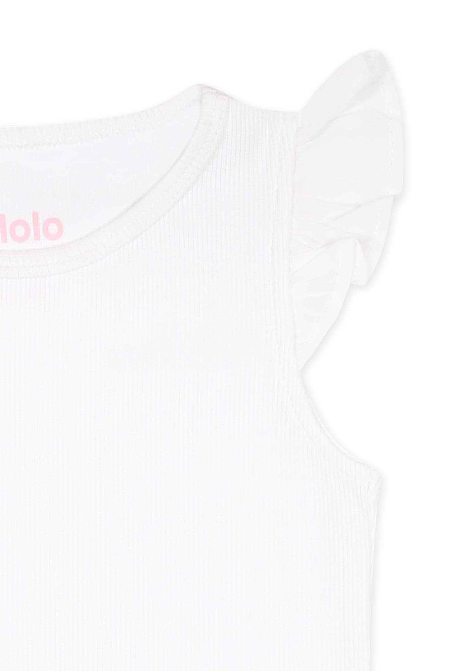 Molo White Bodysuit For Baby Girl In White