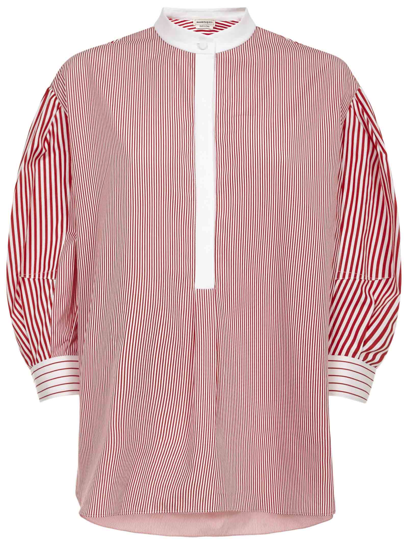 Alexander Mcqueen Shirt In Rosso/bianco