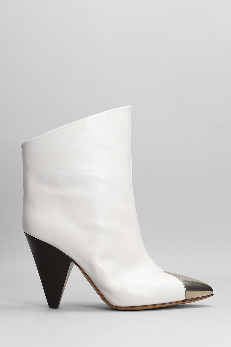 Isabel Marant Lapio Texan Ankle Boots In White Leather