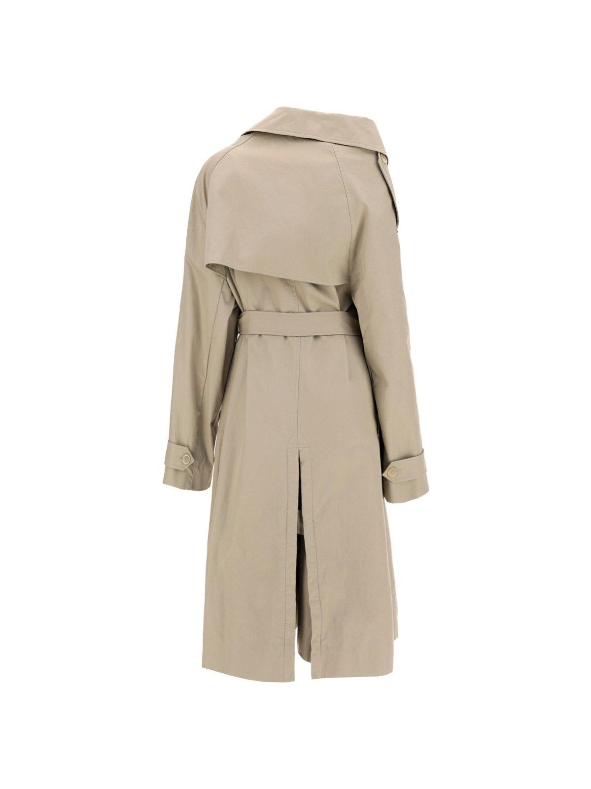 Balenciaga Asymmetric Cotton-gabardine Trench Coat In Beige