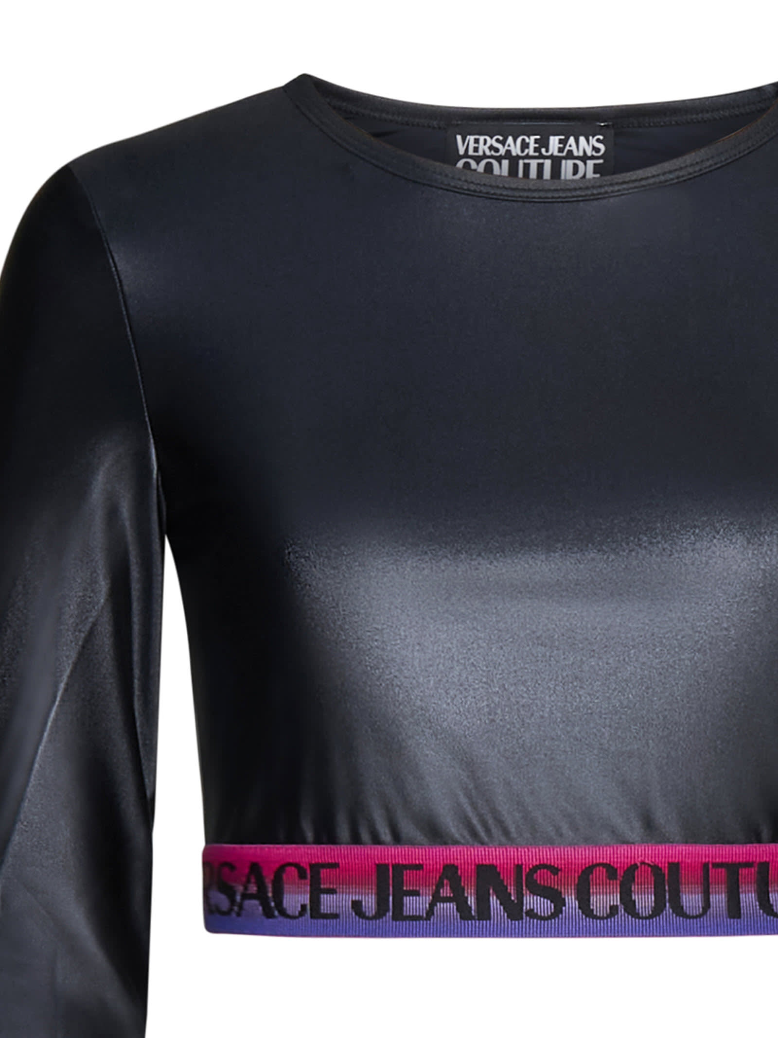 Shop Versace Jeans Couture T-shirt Lycra Shiny In Black