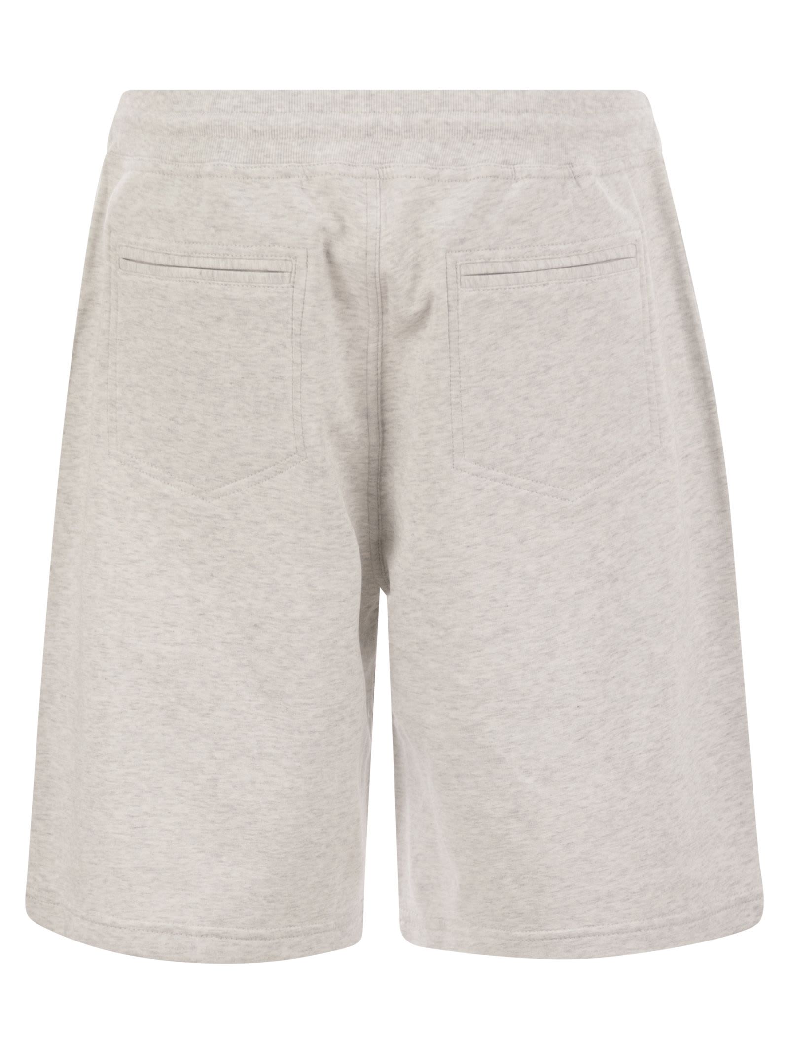 Brunello Cucinelli Relaxed Fit Bermuda Shorts With Piping In Pearl