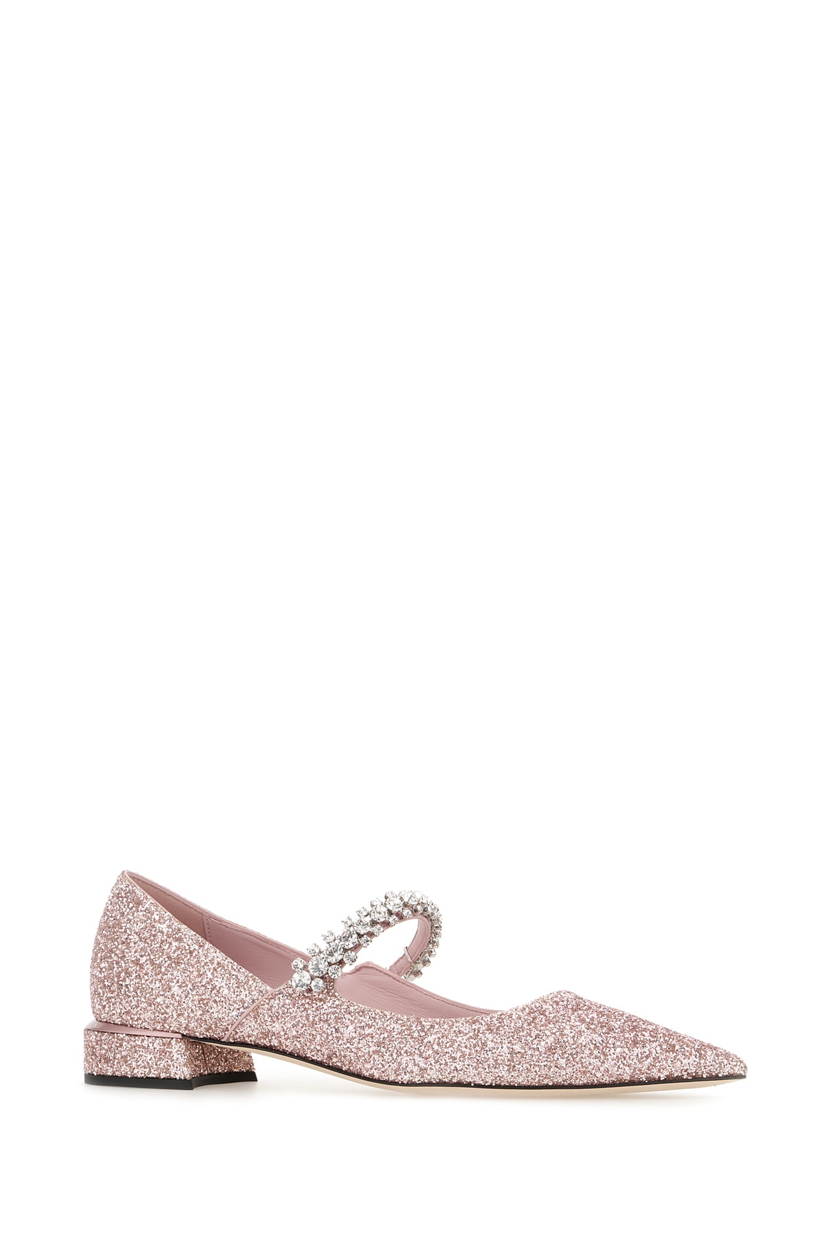 Shop Jimmy Choo Embellished Leather Bing Pump Ballerinas In Rose