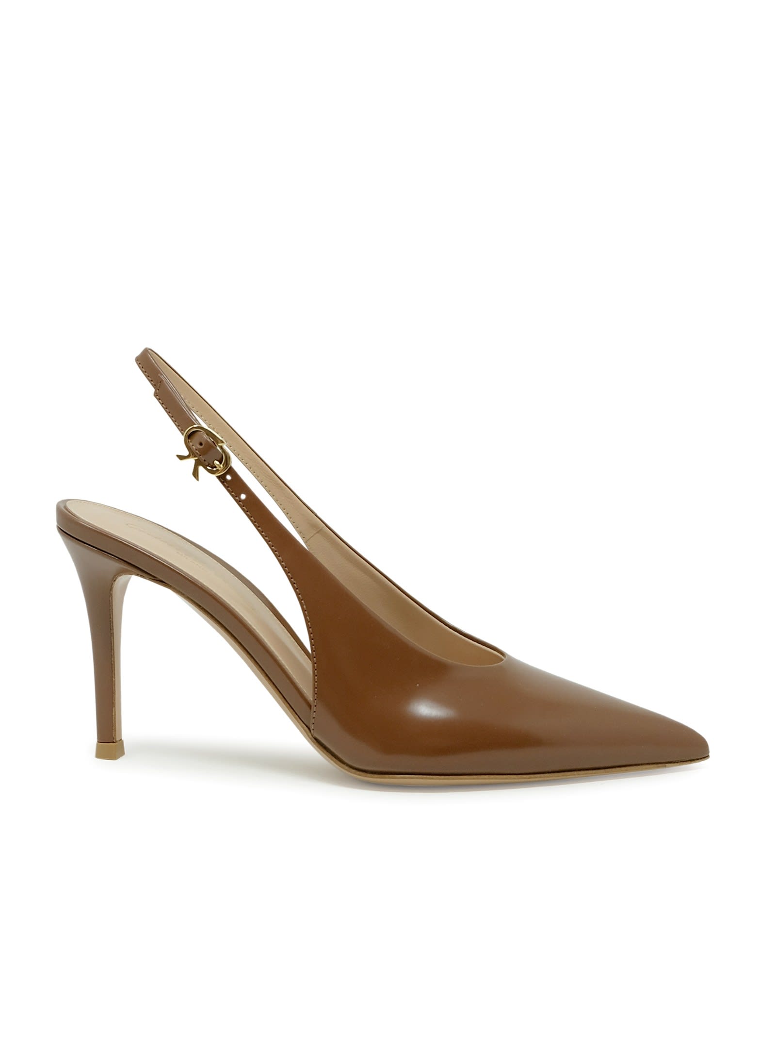 Shop Gianvito Rossi Camel Leather Slingback