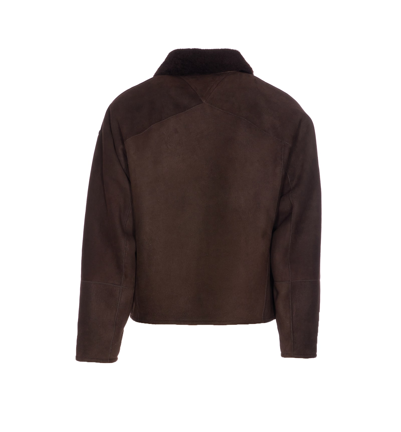 Bottega Veneta Men Merino Wool Shearling Jacket In Brown
