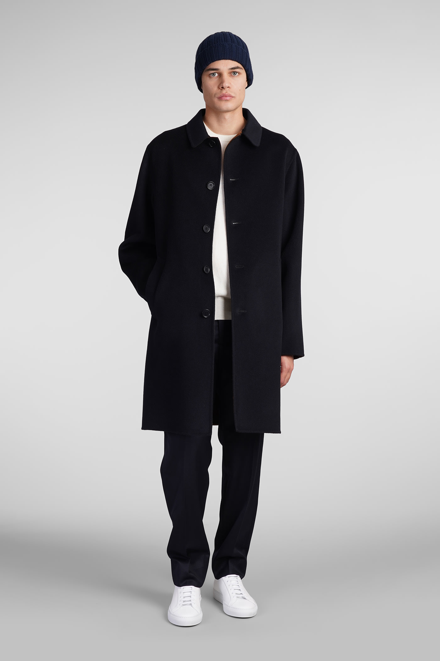 Shop Aspesi Virtuoso Double Coat In Blue Wool