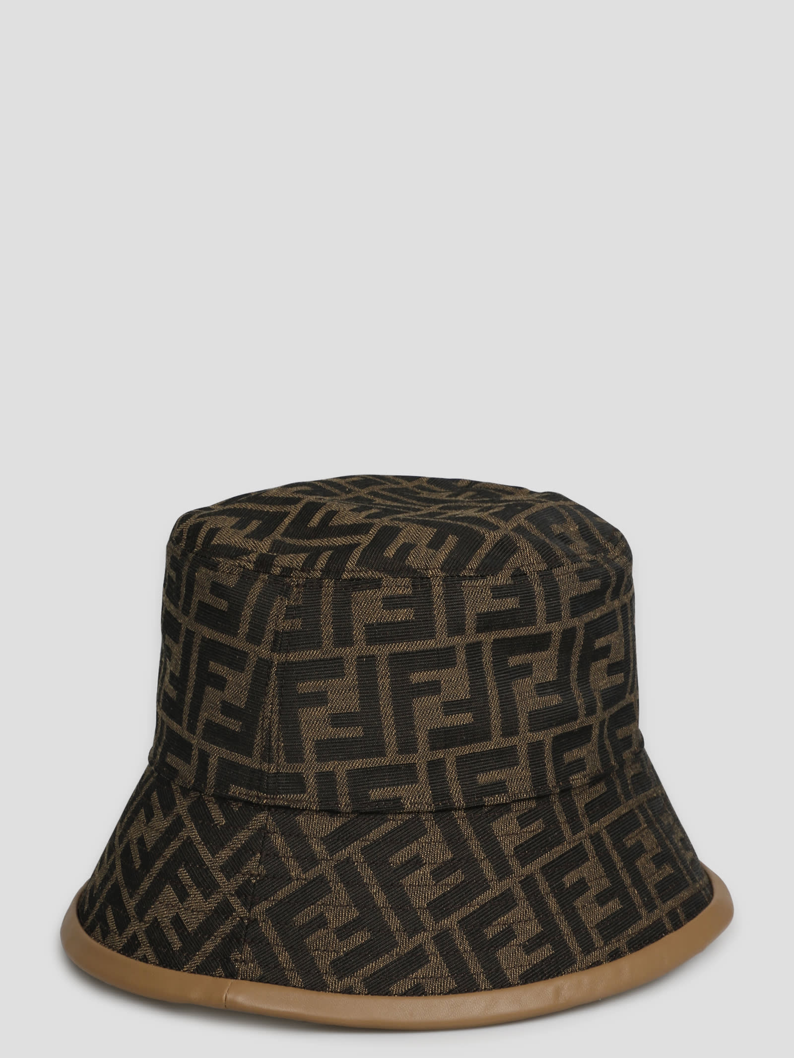 Shop Fendi Ff Jacquard Bucket Hat In Brown
