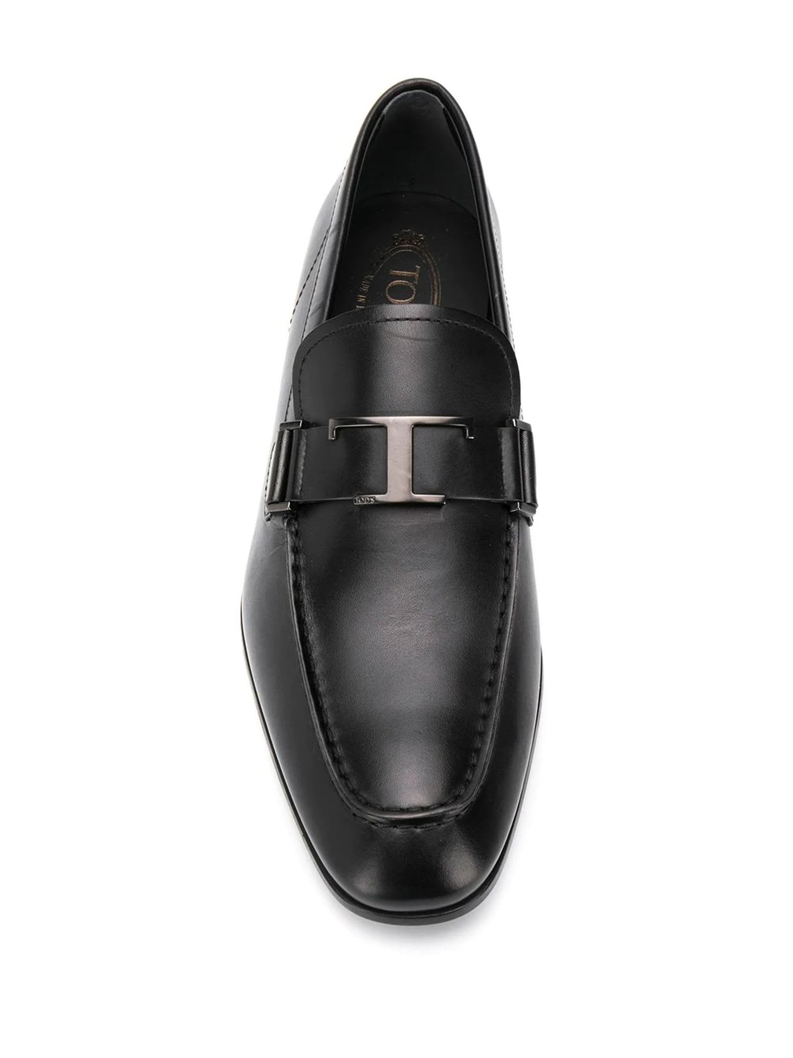 Tod's Black Leather Loafers In Black
