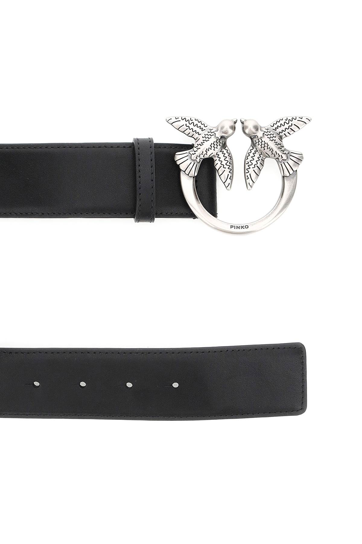 Shop Pinko Love Birds Leather Belt  In Black