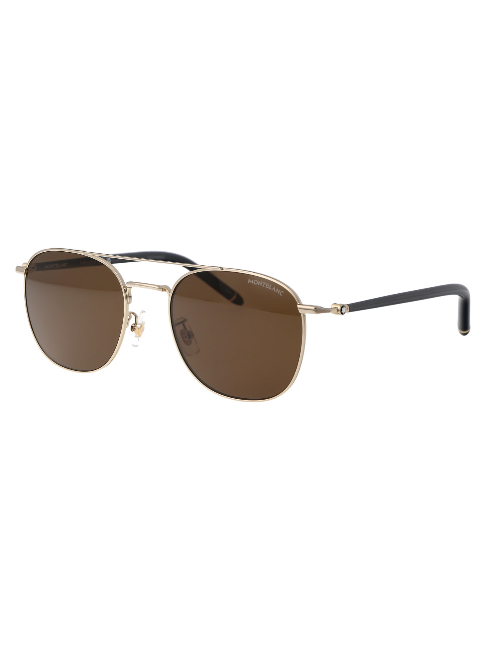 Shop Montblanc Mb0271s Sunglasses In 004 Gold Grey Brown