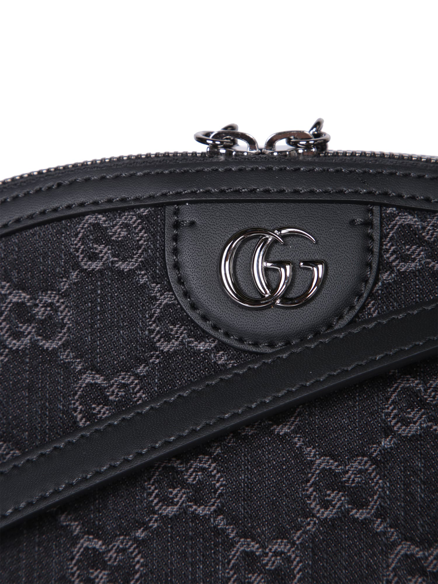 Shop Gucci Ophidia S Denim Monogram Black Bag