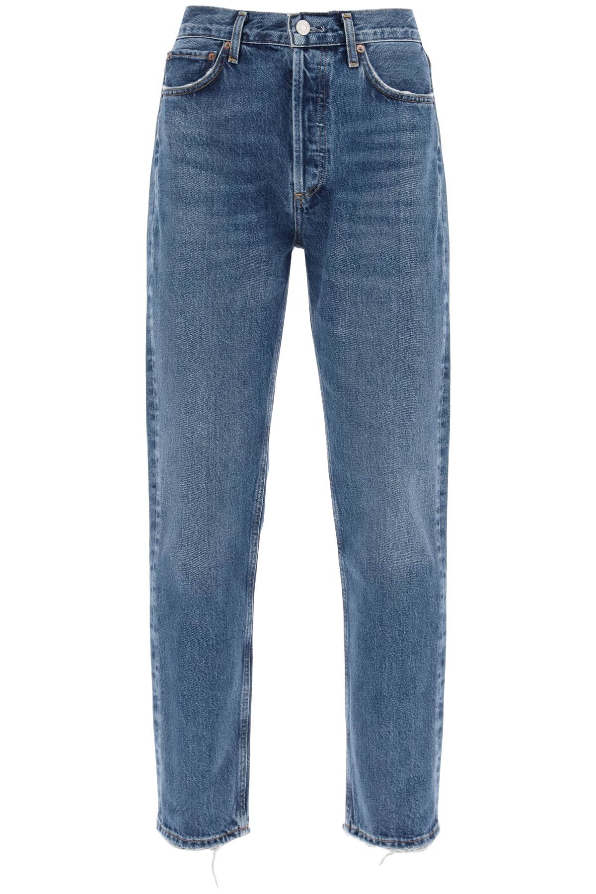 Shop Agolde Straight Leg Jeans From The 90s With High Waist In Range (blue)