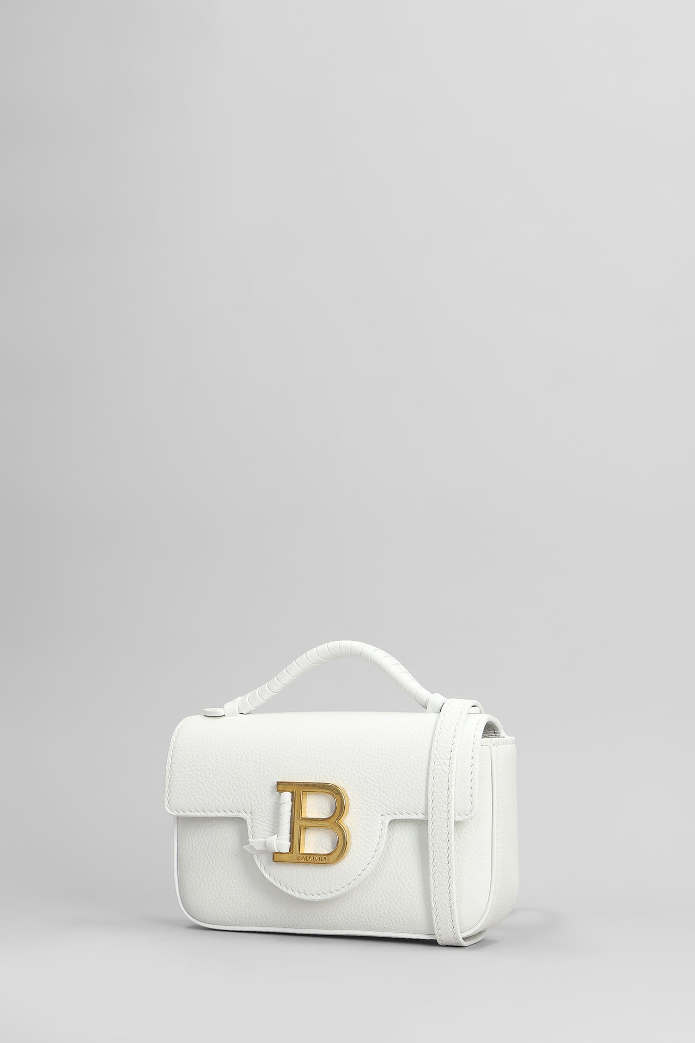 BALMAIN B BUZZ MINI 17 SHOULDER BAG IN WHITE LEATHER