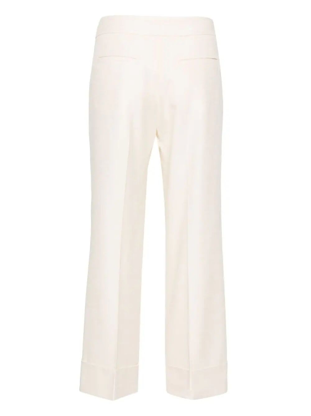 Shop Peserico Side Zip Cropped Pants In Paper